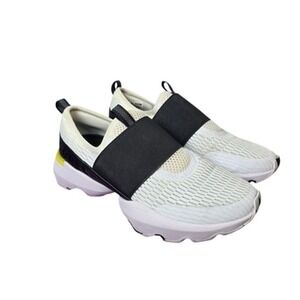 Sorel Kinetic Lite Strap Shoes Womens Size 7 White Black Yellow Slip On Sneakers